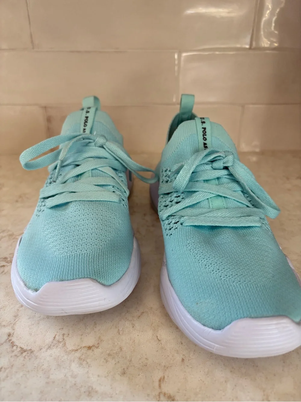 U.S. Polo Assn. Mint Green  Knit Pull-On Athletic Sneakers Line New Sz  8.5 M